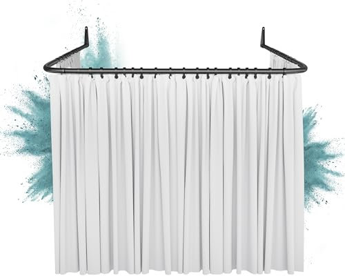 Erica Winkelstange Dusche 85x95x85 cm, Winkelstange Duschvorhang, Wandmontage ohne Deckenbefestigung, Schwarz Pulverbeschichteter Stahl, 100% Rostfrei