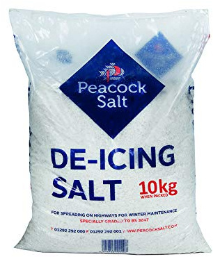 Peacock Salt 10KG Bag White De-Icing Rock Salt for Weeds Clearing Roads Paths and Driveways of Ice and Snow Cleaner Than Grit