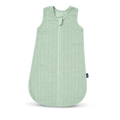 Kinderhaus Blaubär Alvi Babyschlafsack & Windel Blaubaer | Sommerschlafsack atmungsaktiv | Leichter Kinderschlafsack 100% Baumwolle waschbar | Baby Schlafsack ärmellos | Babyschlafsack Neugeborene