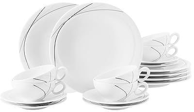 Seltmann 001.759139 Trio Modern Porzellan Teeservice, Rund mit Relief, Grau, 18-Teilig | , 18-Teilig