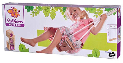 Eichhorn Outdoor Brettschaukel, höhenverstellbar 140-210 cm, TÜV/GS geprüft, bis 60 kg belastbar, Birkenholz