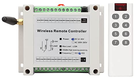 DC 12V-36V 8 Kanal Relais, mit Fernbedienung, 8 Wege Relaisschaltmodul,Geringer Stromverbrauch und Kann Überbrückt Oder mit DIP Schaltern Codierter Funkschalter für Die Industrielle und Landwirtschaf