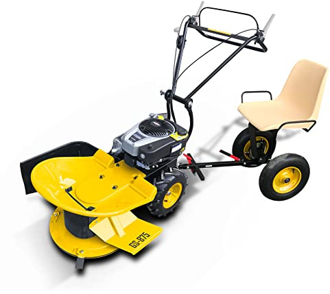 BAMATO Hochgrasschneider GS-875 Kreiselmäher Aufsitzmäher | Inkl. fahrbarem Sitz & kraftvollem RATO Motor | 4 Klingen | 640 mm Schnittbreite