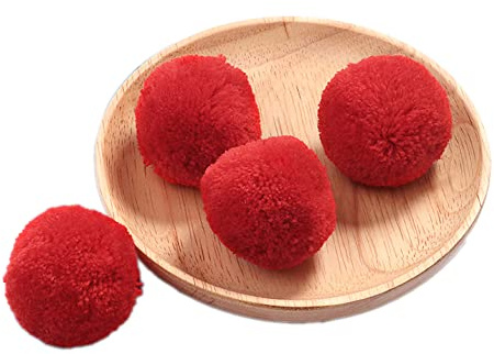 Wambere 20 STK 40 mm Bunte Pompons zum Basteln,Bunte Bommeln Bälle,Pompoms für Kunsthandwerk,Pompons Bälle für Ostern,Weihnachten,Bunte Pompons für DIY Basteln Tischdekoration Geburtstagsdeko,Rot