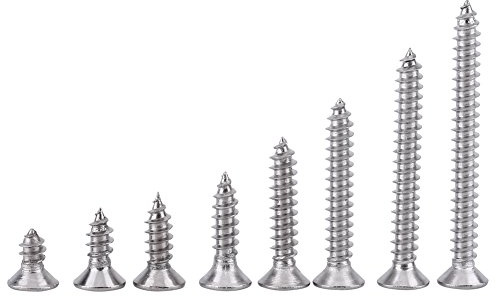 200 Pezzi Set di Viti per Legno, Kit di Assortimento di Viti per Legno in Acciaio Inossidabile M3 con Punte Phillips Viti Autofilettanti, Testa a Testa Piatta a Testa Piatta(#2)