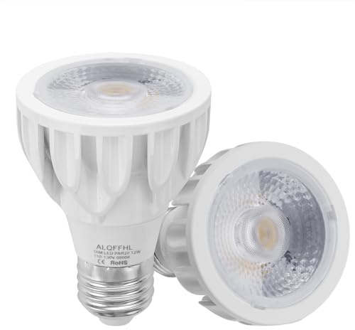 ALQFFHL PAR20 LED Bulb 12W, Recessed Narrow Flood Light, Dimmable COB Spot Lamp (100W Halogen Equivalent), E26 Medium Base, 36 Degree Beam Angle, AC 120V, 1200 Lumens, 6000K, Pack of 2 (Cool White)
