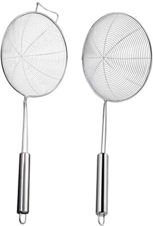 PRETYZOOM 2pezzi Colino in Acciaio Inox Rete Manico lungo Scolapasta per Servire Cibi Fritti e Noodles Resistente e Pratico per Uso Alimentare