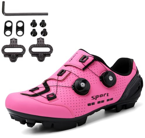 SDEQA Fahrradschuhe MTB Für Herren Damen, Fahrradschuhe Mountainbike Schuhe Kompatibel Mit SPD 2 Schrauben Mit Cleats, Unisex Radsportschuhe