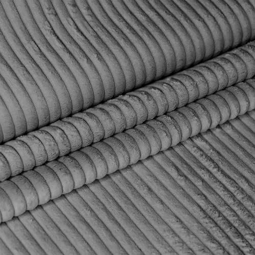 DreamRoots Cord Stoff Meterware Gewicht 380 g/m2 - Polsterstoff Cord Meterware 140 cm breit - Möbelstoff - Breitcord Frost Gray