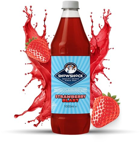 SnowShock Slush Syrup 1L Strawberry | Slushy Concentrate Dilute for Ice Slushie Machine - Makes Over 20 Drinks - Refreshing Frozen Drink Mix for Kids Parties, Cafes, Events & Food Vans | Vegan