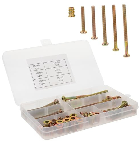 COSMEVIVI Schrauben Gewindeeinsätzen Für Holz Möbelbefestigungselemente Flachkopf Und Gewindebolzen Langlebiges Eisen Und Edelstahlmaterial Einfach Zu Montieren