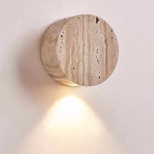 WFZRXFC 3,9 Zoll kleine runde Wandleuchte im Wabi-Sabi-Stil für den Innenbereich, warmes Licht, G4-Wandleuchte, natürlicher gelber Höhlenstein, Wandleuchte, Steinleuchte, Korridor-Wandatmosphäre, Deko