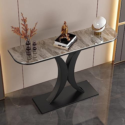 Consolle moderna a mezzaluna con base in metallo stabile, larghezza 30,5 cm, per soggiorno, ingresso o corridoio