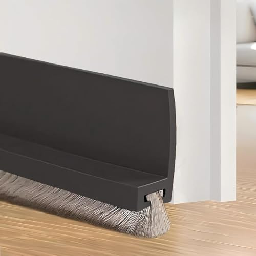 Vingspina 100cm Noir Joint de Porte | Joint Brosse Isolation Phonique Porte, Auto-adhésif et Peut être Coupé à la Taille, Boudin de Porte, Calfeutrer Bas de Porte