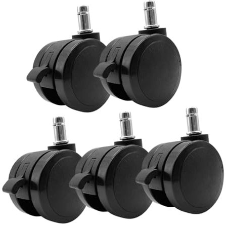 FUNOMOCYA 5pcs Brake Casters for Office Chair Wheels Replacement Black Pu Material Smooth Rolling for Hardwood Floors and Carpet for Rolling Chair Wheels