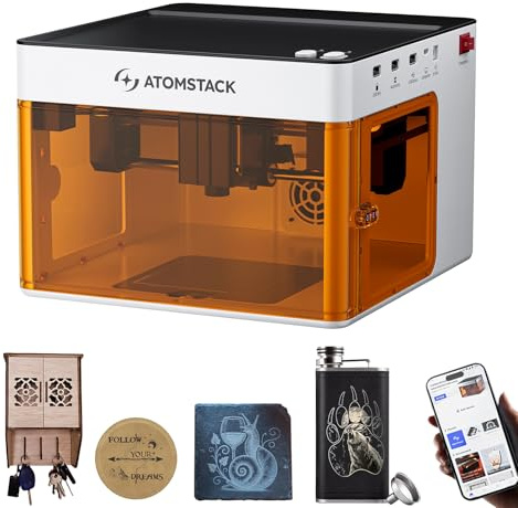ATOMSTACK P1 Laser Engraving Machine 5W Portable Laser Engraver and Cutter, 10000mm/min High Speed, CoreXY Dual Motor High Precision Wood Laser Engraving Machine, Support APP