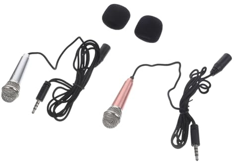 HOMSFOU 2stücke Mini Mikrofon Für Handy Und Laptop Tragbare Pack Mini-mikrofone Für Karaoke Und Gesang Für Videos Interviews Und Outdoor-nutzung Kompaktes Design Leicht Und Einfach Zu