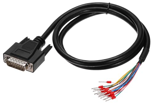 QUARKZMAN Cable Serial DB15 RS232 15 Pines 26AWG 3.3 Pies | DB15 Macho A Cable Desnudo Con Terminales De Cableado, Doble Blindaje Para Comunicación De Datos