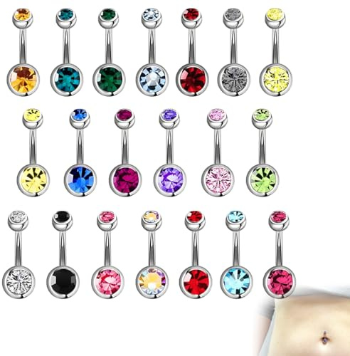 KEWUF 20 PCS Piercing Sourcil Arcade Acier Chirurgical Curved Barbell Rook Anneaux Helix Cartilage Tragus Oreille Banane Boule, Snug Lip Belly Button Piercing Boucles D'oreilles pour Femmes
