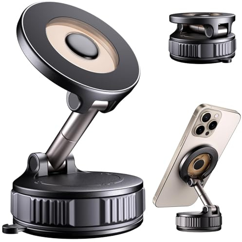 Phone Holders for Your Car, Car Phone Holder for Magsafe [Upgraded Strongest Suction & Magnetic] 360° Adjustable Magnetic Car Phone Mount for Your Car/Gym/Mirror Mount for iPhone & Android | Best Gift