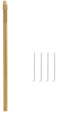 4 agujas de ventilación de peluca con 1 soporte de latón para hacer pelucas de encaje, extensiones de cabello, reparación, tupé, cuentas, cierre, kit de herramientas de instalación de plumas para