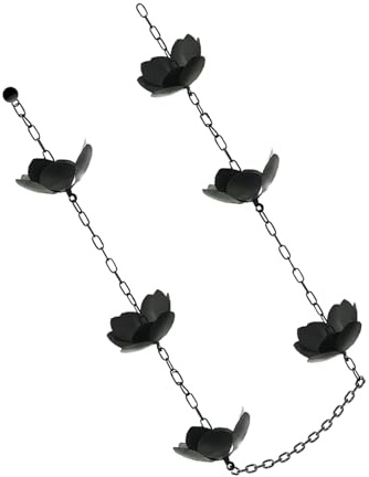 YAOGUI Blumenkette, Blumenketten, Regenkette für Dachrinnen, verstellbare Regenfängerkette für Traufen, Entwässerung, Outdoor-Dekorationen, Metall-Blumen-Regenkette