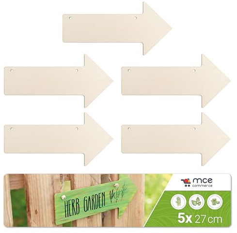 Holzschild Pfeil, Wegweiser 27x13 cm, 5 Stück, Natur