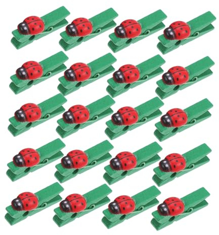 Garneck Pinces à Linge Miniatures en Bois Style Coccinelle Vert 30 Clips Photo Décoratifs Pratiques Porte-Photos et Mémos pour Bureau et Loisirs Créatifs