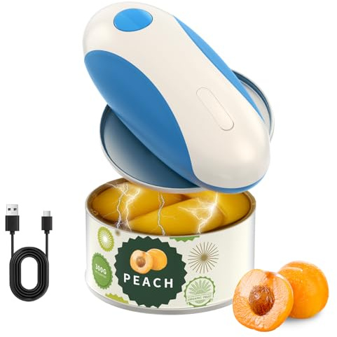 CIRCLE JOY Rechargeable Electric Can Opener, One-Touch Automatic Can Opening with Lid Remover & Smooth Edge Cutting, Food-Safe, Easy to Use for Seniors and Arthritis, Blue