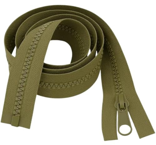 Oliv 101,5 cm (40 tum) kraftig tjock dragkedja – separerande stil, stark #5 tänder, perfekt för rockar, stora väskor och sovsäckar från Giddy Square