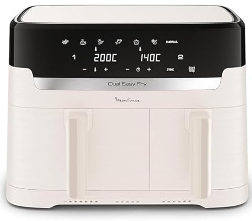 Moulinex Easy fry Collection Ivoire, 8L, Jusqu'à 8 personnes, 6 Programmes intuitifs, Air Fryer, Repas complet, synchronisation, Économie d'énergie, Application dédiée, EZ901AF0