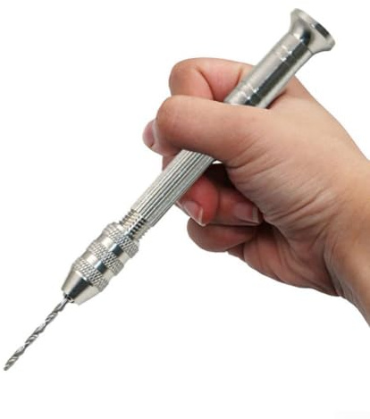 Aluminium-Stiftschraubstock-Handbohrer mit 10 Mini-Bohrer-Set 0,3–3,0 mm für Holz, Kunststoff, Schmuck, Modellbau, PCB-Handwerk, Uhrenherstellung und DIY-Rotationswerkzeuge