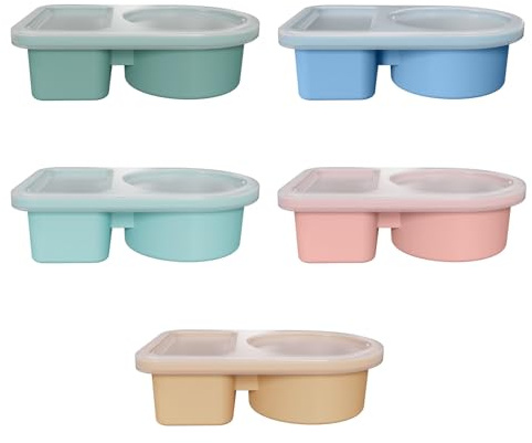 HEEZOU Confezione da 5 contenitori per alimenti, in silicone, resistenti alla temperatura, per picnic, insalata, verdure, pastelli, colore