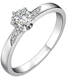KnSam PT950 Platin Hochzeitsring Echt, 0.3ct Labor Erstellt Diamant Freundschaftsringe Klassiker Rundschliff Weiß, Ring mit Moissanit Platin, Gr.62 (19.7)