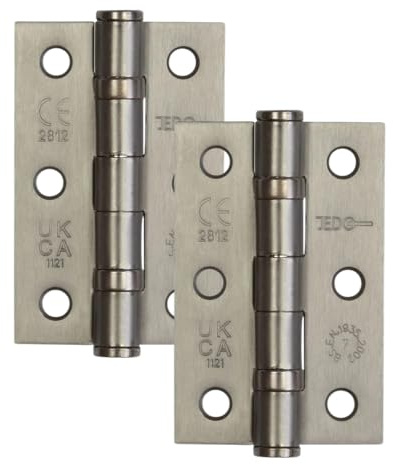 Steel Ball Bearing Door Hinges 3” (76 x 50mm) - Grade 7 - Heavy Duty - Sold in Pairs - with Matching Screws - Internal (Gun Metal)