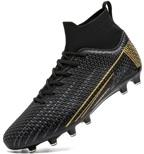 DimaiGlobal Botas de Fútbol Hombre Mujer con Tacos para Césped Natural/Artificial e Interior/Exterior High Top Zapatillas de Futsal Antideslizantes para Entrenamiento Junior