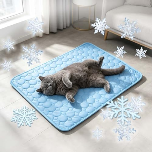 Générique Tapis Rafraichissant Chat Et Chien 2026 Durable Tapis Fraicheur pour Chat Portable, Couverture Rafraichissante Chiens Chaleur Matelas Réfrigérant Animaux, Lavable (Bleu, 70x 100cm)