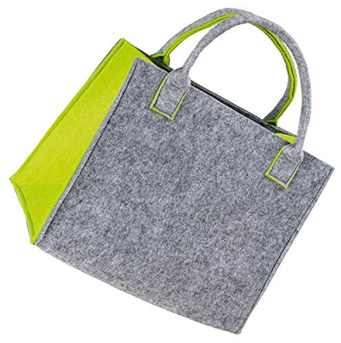 LA FIORE 24 Hochwertige Filztasche Einkaufstasche Damen Shopper Handtasche Henkeltasche Festivalbag hell grau-grün