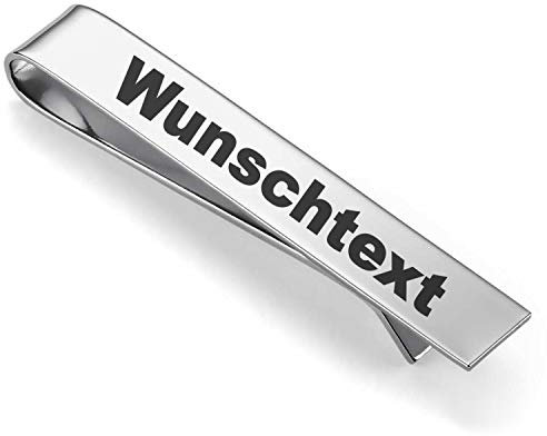 Geschenke 24 Krawattennadel mit Gravur personalisiert - Kravattenklammer Silber aus rostfreiem Edelstahl, Tie clip, Krawatten Nadel - Vatertagsgeschenk, Geburtstagsgeschenk, Weihnachten