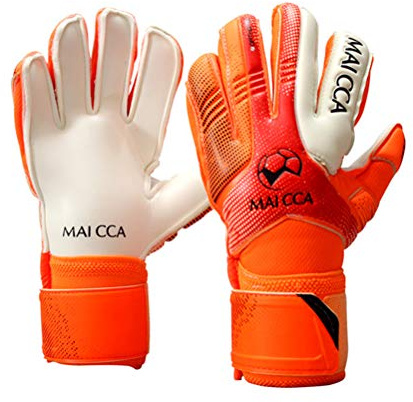 Haploon målvaktshandskar för ungdomar, barn, professionella målvaktshandskar, fotboll, träning, målvakt, säkra handskar med fingerskydd, bärväska, påse ingår (orange, 5#)