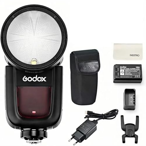 Godox V1-O TTL Flash pour Olympus/Panasonic, 1/8000s HSS Flash de Tête Ronde 2.4G sans Fil, sur Batterie Lithium-ION pour Photographie/Mariage/Paysage