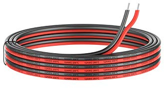 3.3mm² 12 AWG Silikon Elektrischer Draht 2-adriges Kabel 5 Meter | Weich und flexibel aus verzinntem Kupferdraht Hohe Temperaturbeständigkeit 200 Celsius 600V