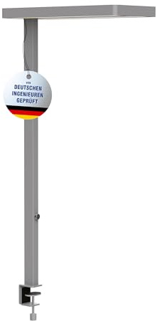 Maul LED-Klemmleuchte MAULjuvis sensor, dimmbar – Innovative Arbeitsplatzleuchte mit Klemmfuß fürs Büro – Energiesparende und komfortable Lampe mit Tischklemme mit 4000K Farbtemperatur – silber