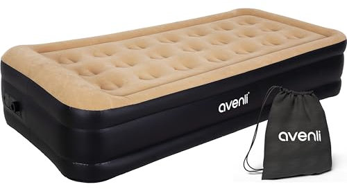 AVENLI Premium Luftmatratze selbstaufblasend 196x97x47 cm Selbstaufblasbares Luftbett 1 Person mit Integrierter Pumpe, Tragbar, Beflocktes Oberteil, Gästebett & Campingbett