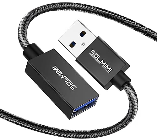 SOLMIMI USB Extension Cable, A Male to A Female Cord, USB 3.0 Extender Compatible for PS4, PC, Laptop, TV, Headphone, Hard Drive, Keyboard, Mouse, Printer, Webcam (4FT/1.2M, Black)
