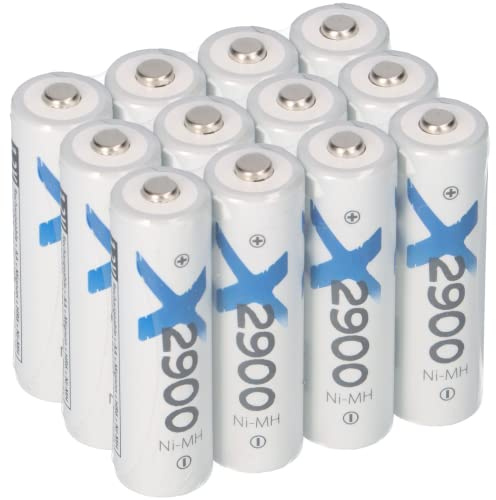 12x Akku Typ 2900 mAh 1,2V NiMH Mignon AA | Wiederaufladbare Batterien Hohe Kapazität | Geringe Selbstentladung | Ideal Für Blitzgerät, Wii & Xbox