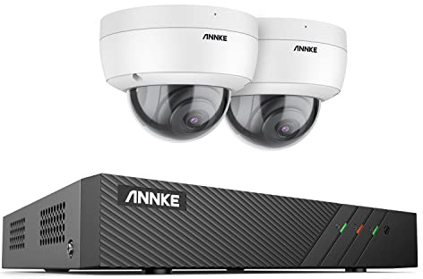 ANNKE H500 8CH 6MP NVR POE Security Camera System, 2x 5MP IP CCTV Cameras Kit Compatible with Alexa, Audio, Colour Night Vision, Smart Motion Detection, Outdoor IP67 , NO HDD, (N48PBB+52DN)