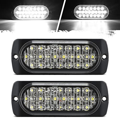 Partsam 2Pcs 4.4 White 24 LED Trailer Side Marker Clearance Lights, Aluminum Housing Surface Mount Reverse/Backup/Running Lights for Motorcycle Trailer Truck Tractor RV, IP67 Waterproof