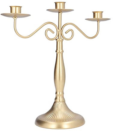 Candelabro a 3 bracci, candelabro in metallo, stile europeo, stile retrò, per decorazione di nozze di Natale, candelabro, cena, oro