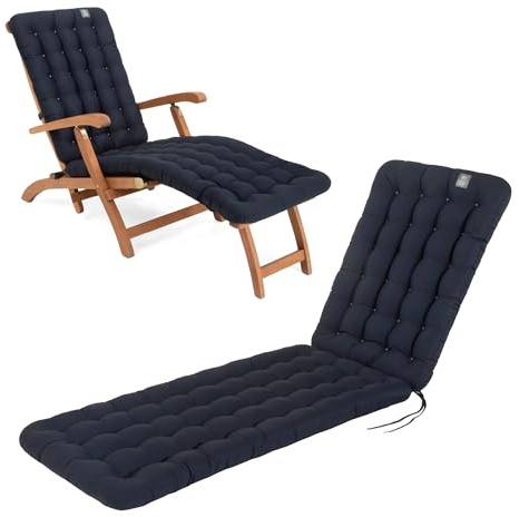 HAVE A SEAT Living - Auflage für Deckchair 180x50 cm - Bequeme Liegestuhl Auflage, 8 cm Dick - Waschbar bis 95°C, Orthopädisch, Wetterfest - Made in Germany (180x50 cm, Marine Blau)
